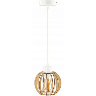 BERGE Bílá dřevěná závěsná stropní lampa