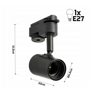 BERGE Černé bodové světlo pro LED žárovku E27