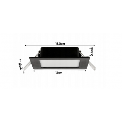BERGE Čtvercový zapuštěný LED panel 6W - 660lm - 4000K - černý