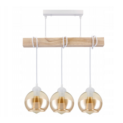 BERGE Dřevěná LED stropní závěsná lampa 3xE27 - bílá