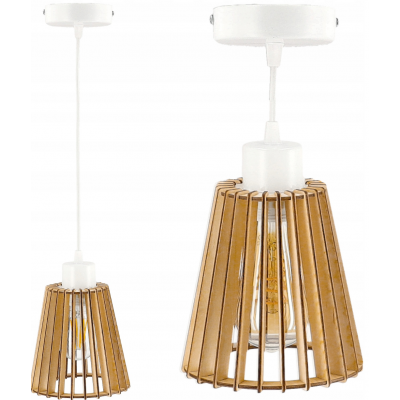 BERGE Dřevěná závěsná stropní lampa - bílá