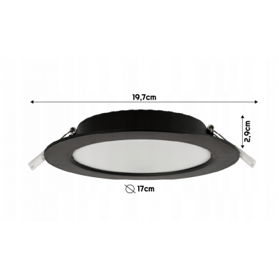 BERGE LED panel zapuštěný kulatý 12W - 1320lm - 4000K - černý
