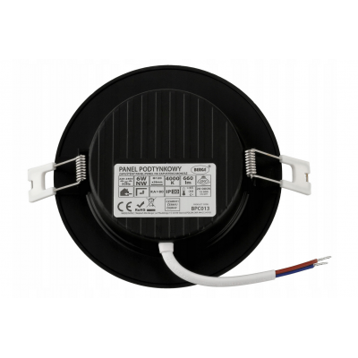 BERGE LED panel zapuštěný kulatý 6W - 660lm - 4000K - černý