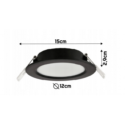 BERGE LED panel zapuštěný kulatý 6W - 660lm - 4000K - černý