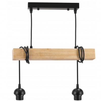 BERGE LED stropní svítidlo závěsné dřevěný trám 2xE27 koule - černá