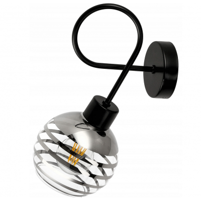 BERGE Skleněná LED nástěnná lampa 1xE27 - kulička s horizontálními pruhy