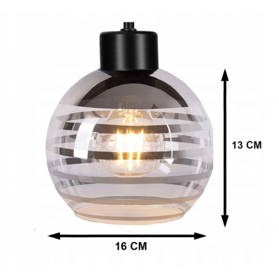 BERGE Skleněná LED nástěnná lampa 1xE27 - kulička s horizontálními pruhy