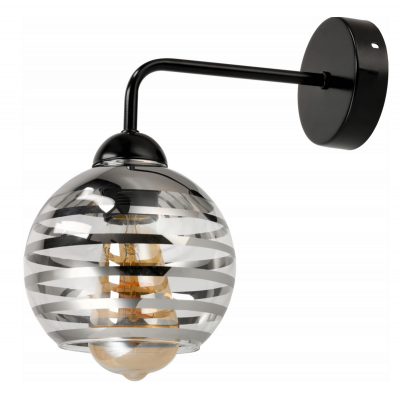BERGE Skleněná LED nástěnná lampa 1xE27 - kulička s horizontálními pruhy