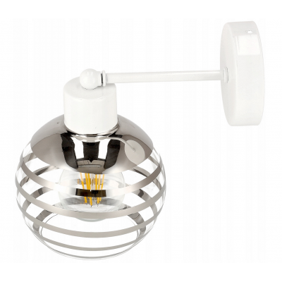 BERGE Skleněná LED nástěnná lampa bílá 1xE27 - kulička horizontální pruhy
