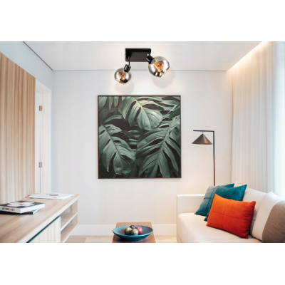 BERGE Skleněná LED stropní lampa 2xE27 - kouřová koule