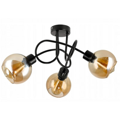 BERGE Skleněná LED stropní lampa 3xE27 - jantarová barva