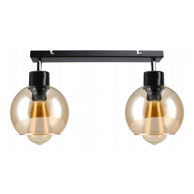 BERGE Skleněná LED stropní lampa LOFT 2xE27 - jantarová barva