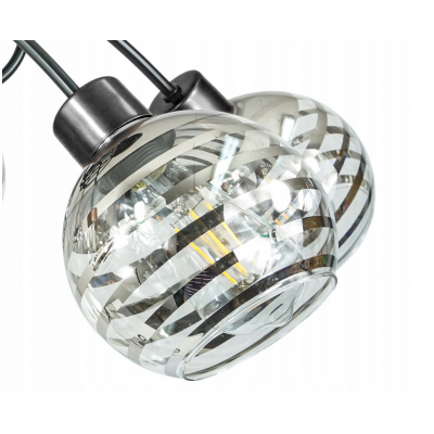 BERGE Skleněná LED závěsná lampa 5xE27 - kulaté horizontální pruhy