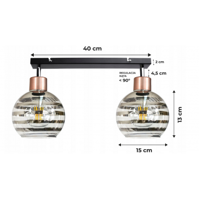 BERGE Skleněná LED závěsná lampa Beam 2xE27 - kulaté horizontální pruhy