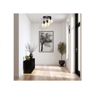 BERGE Stropní závěsná lampa 3xE27 - průhledná skleněná koule