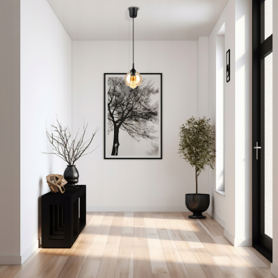 BERGE Závěsná lampa ze skleněné koule LED E27 - jantarová