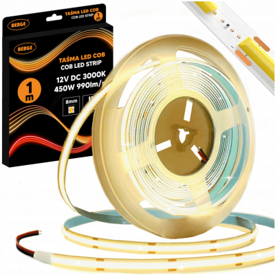 BERGE LED pásek COB Neon 12V - 480D - 9W/m - IP20 - 1m - 990lm - teplá barva