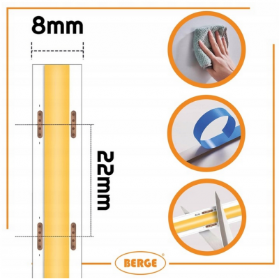 BERGE LED pásek COB Neon 12V - 480D - 9W/m - IP20 - 5m - 990lm - teplá barva