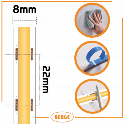 BERGE LED pásek COB Neon 12V - 480D - 9W/m - IP20 - 990lm - 5m - neutrální barva