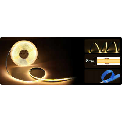 BERGE LED pásek COB Neon 24V - 480D - 9W/m - IP20 - 50m - 990lm - teplá barva