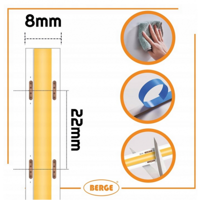 BERGE LED pásek COB Neon 24V - 480D - 9W/m - IP20 - 990lm - 1m - neutrální barva