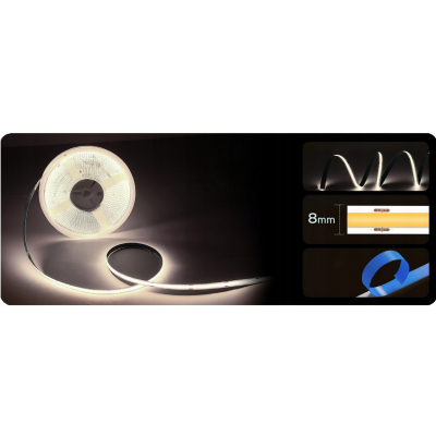 BERGE LED pásek COB Neon 24V - 480D - 9W/m - IP20 - 990lm - 1m - studená barva