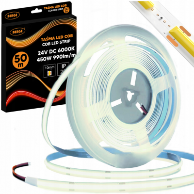 BERGE LED pásek COB Neon 24V - 480D - 9W/m - IP20 - 990lm - 50m - studená barva