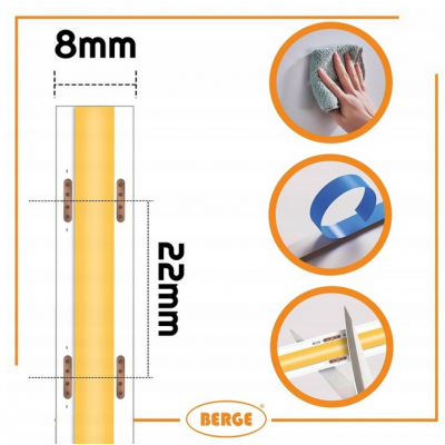 BERGE LED pásek COB Neon 24V - 480D - 9W/m - IP20 - 990lm - 5m - studená barva