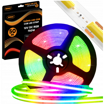 BERGE LED pásek RGB Neon COB 12V - 450D - 15W/m - IP20 - 50m