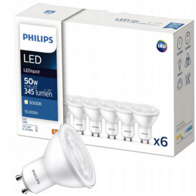 PHILIPS 6x LED žárovka Philips GU10 - 4,7W - 345lm - 3000K - CorePro 36°