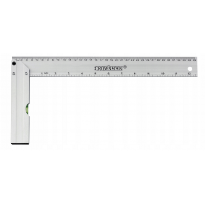 CROWNMAN Hliníkový truhlářský úhelník s vodováhou 350 mm
