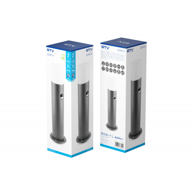 Zahradní svítidlo CORTA-P PIR 40, E27, MAX.25W, IP44, AC220-240V, 50-60Hz, sloupek, grafitová