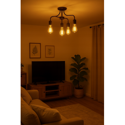 BERGE LED žárovka s vkláknem E27 - ST64 - 6W - teplá bílá