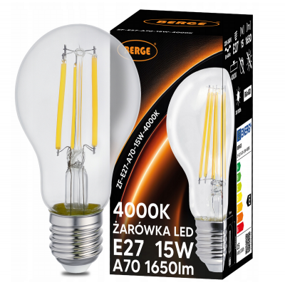 BERGE LED žárovka s vláknem E27 - 15W - neutrální bílá