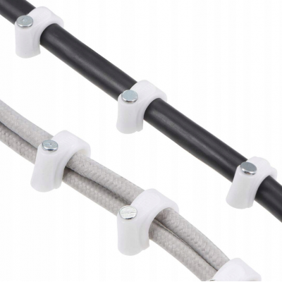 CROWNMAN Držáky kabelů pro kabelové girlandy s hřebíky 14 mm, 100 kusů, bílé