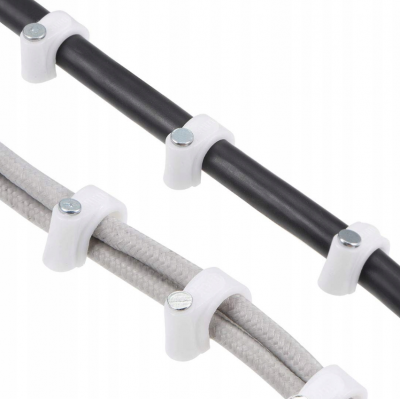 CROWNMAN Držáky kabelů pro kabelové girlandy s hřebíky 4 mm, 100 kusů, bílé