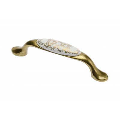 Úchytka porcelánová 0728 C-Orient Gold antická mosaz