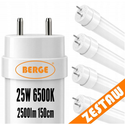 4x LED trubice 150cm T8 25W 2500lm 6500K G13 - studená bílá