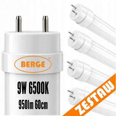 4x LED trubice 9W 950lm 60cm 6500K G13 T8 - studená bílá