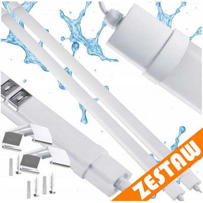 SADA 2 LED lamp 120cm 36W 3000lm Hermetické svítidlo IP65 do garáže, dílny