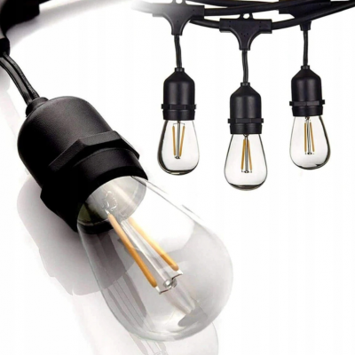 ZAHRADNÍ SVĚTELNÝ ŘETĚZ 10M 10xE27 Sada s LED žárovkami IP44