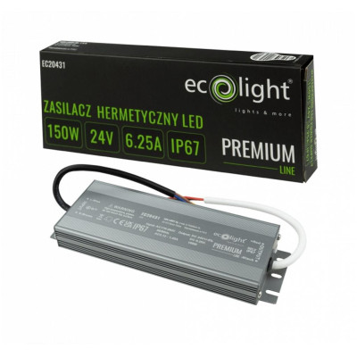 24V LED napájecí zdroj hermetický 150W 6,25A vodotěsný transformátor PREMIUM
