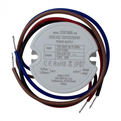 Napájecí zdroj pro LED 24V 45W IP67 pro krabici FI60 50x22 1,87A